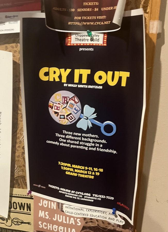 A promotional poster for “Cry It Out” at Acoustic Cafe.