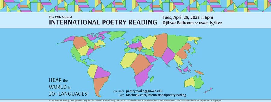 A poster with information about the 17th Annual International Poetry Reading