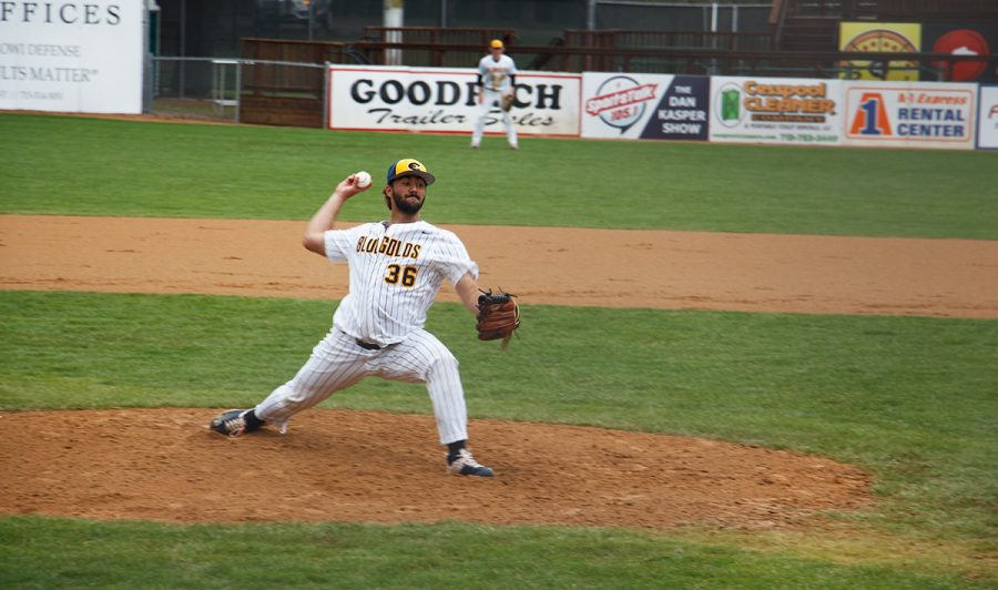 Travis Thompson slings a pitch during Saturday’s second game against UW-Stevens Point.