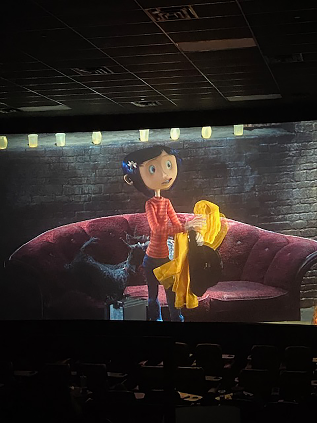 Movie theater view of Coraline.
