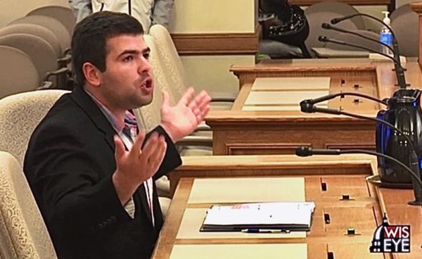 “This was nearly unbearable to sit through,” Matthew Lehner said before the State Assembly Committee on Colleges and Universities. (Photo from WisconsinEye)
