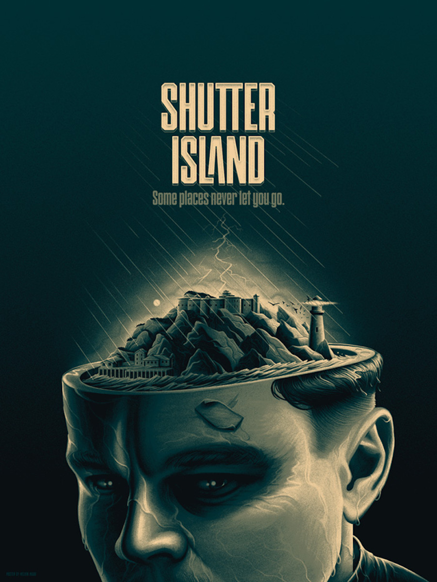A movie poster of “Shutter Island,” illustrated by Melvin Mago. 

