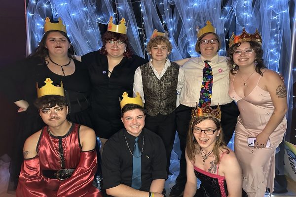 Court is in session with Queer Prom court posing for a photo to commemorate their election. (Photo used with permission from Kallie Friede)