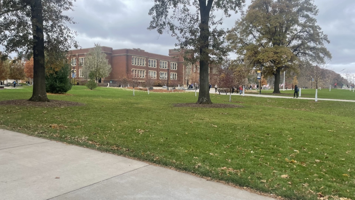 A look on campus from between the Zorn Arena and Centennial Hall.