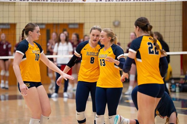 Despite winning the first round, the Blugolds fell in the next game. (Photo by Zach Jacobson, used with permission from Blugold Athletics)