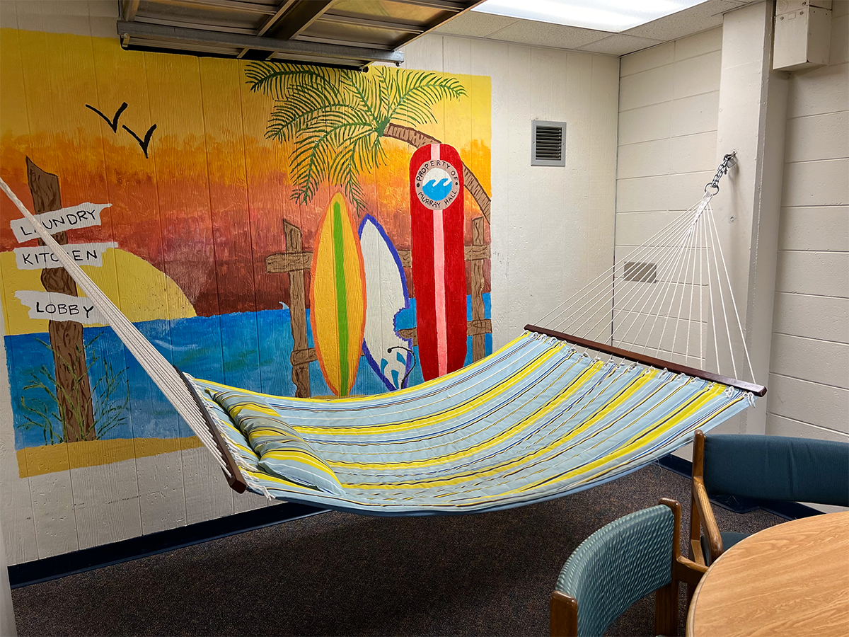 The Murray Hall Hammock gently sways in the South Basement.