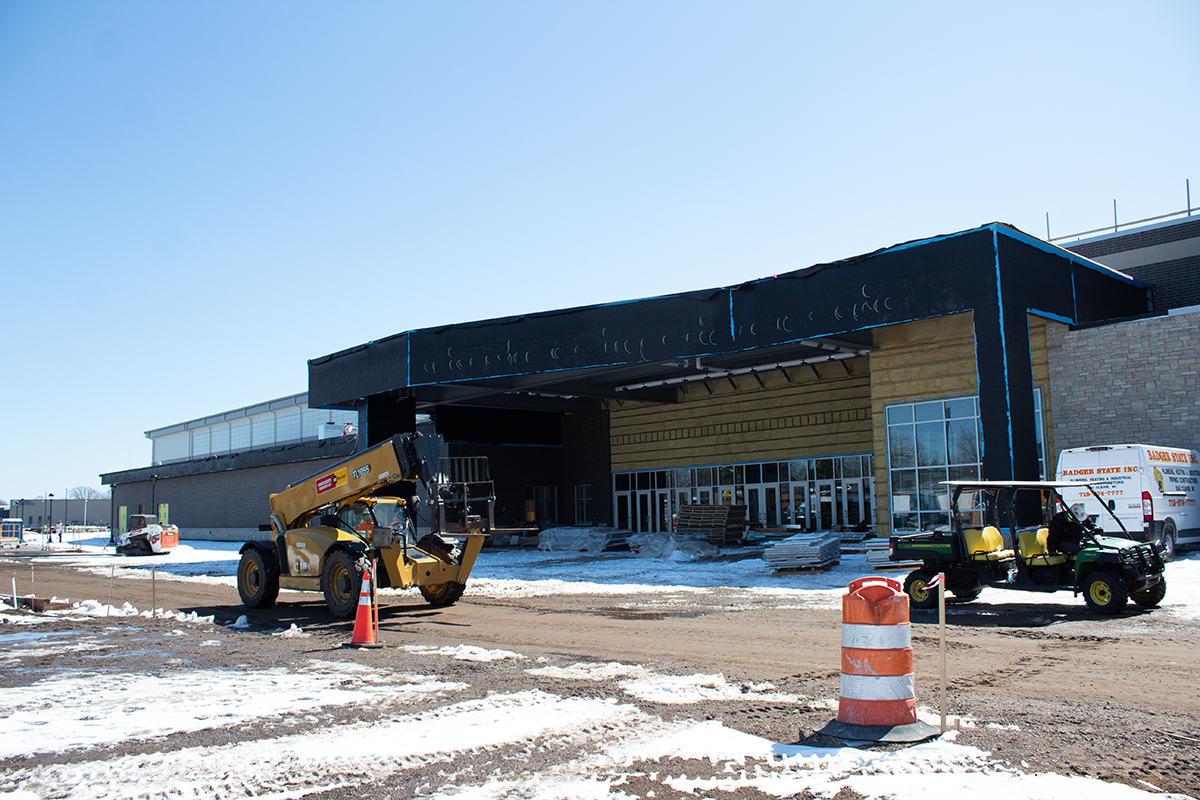 Construction on the new Sonnentag Event Center and Fieldhouse is nearing an end. Nick Hoven, the Blugold Athletics director of media relations, said the plan is for the building to officially open in July.