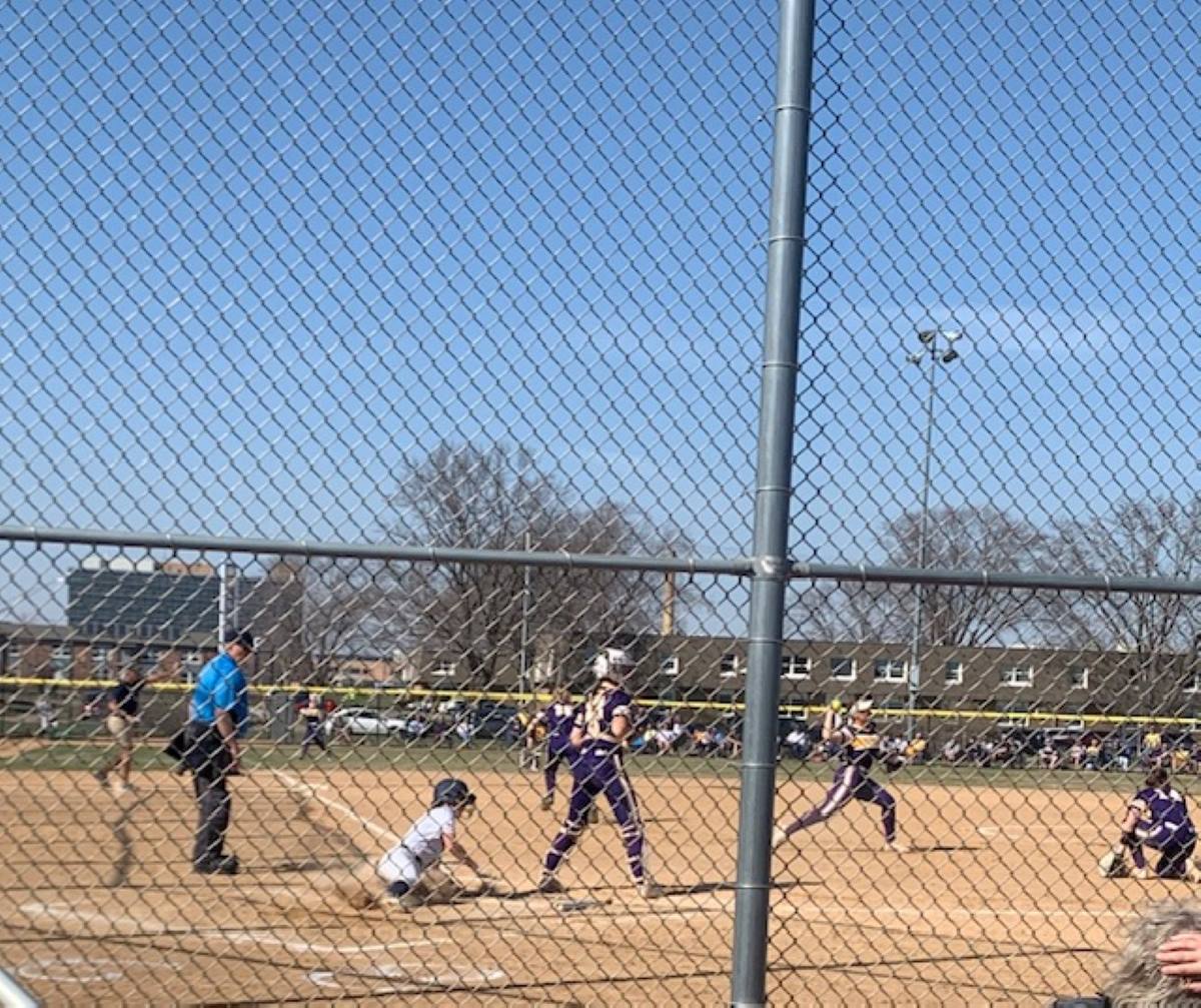 First-year Breann Blanchard slides home safely on a sacrifice bunt in game two.
