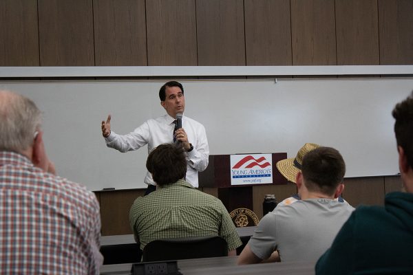 Walker spoke as his current role of president of Young America’s Foundation.