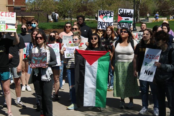 Students protested in support of Palestine on the campus mall Friday.