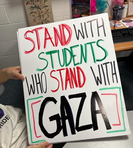 Some of the posters students made for the pro-Palestine protest on Friday. (Photos from the UW-Eau Claire for Palestine Instagram page)